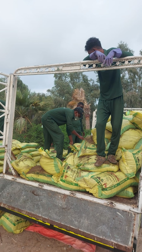A bag of mixed cow and poultry fertilizer 