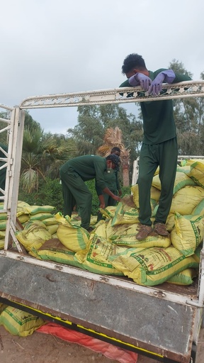 A bag of mixed cow and poultry fertilizer 